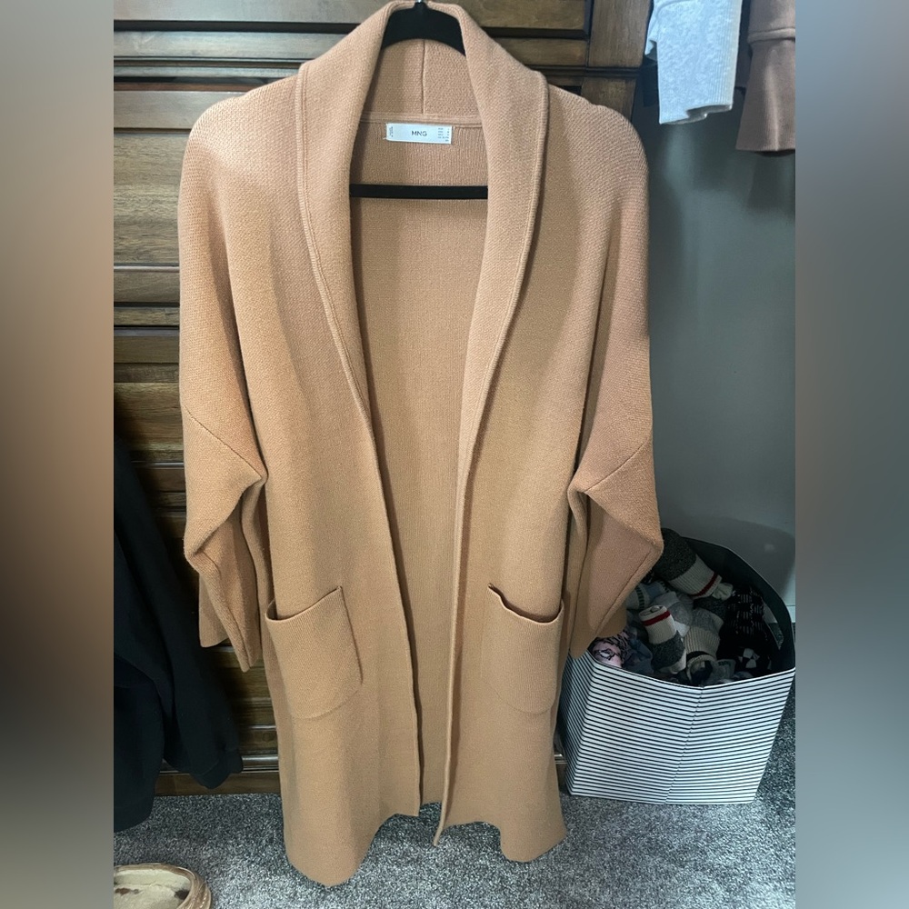 Mango Camel Open-Front Cardigan